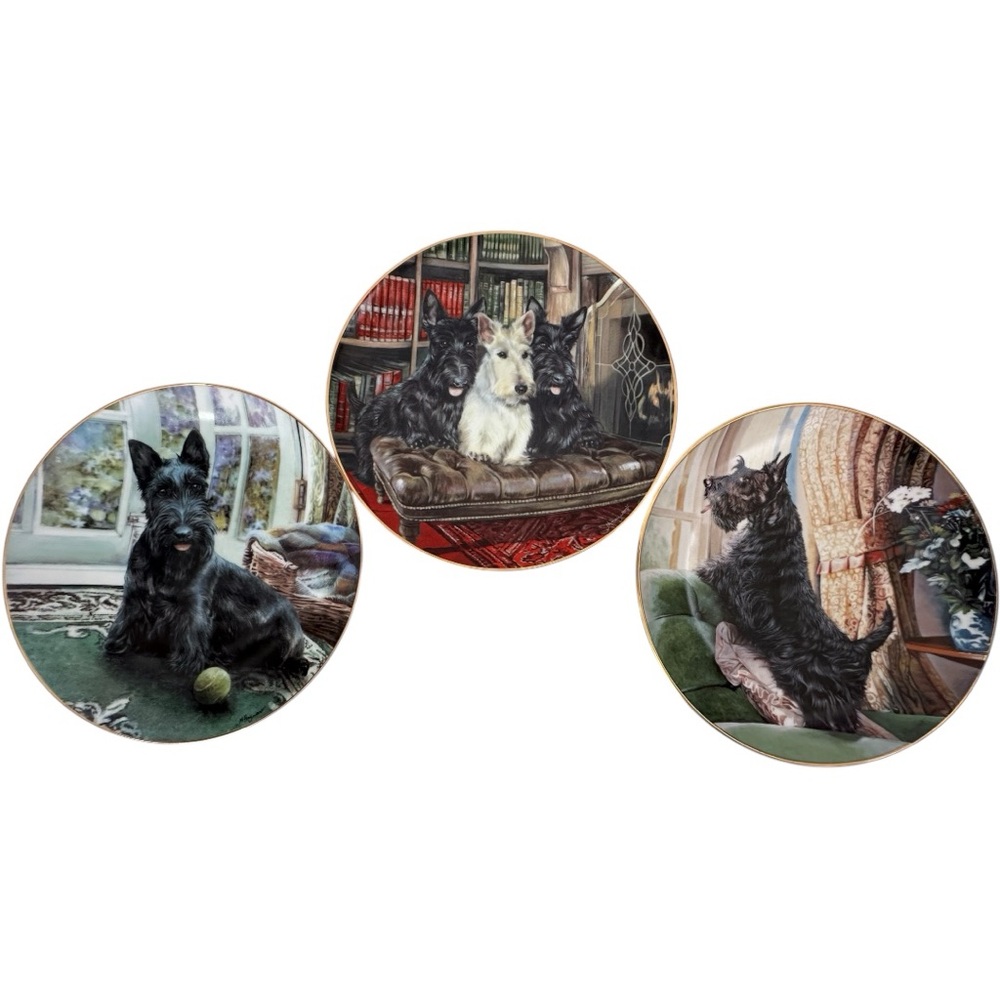 Set of Three Danbury Mint Scottish Terrier Limited Edition Collector Plates B634